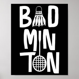 Poster Typographie cool Badminton avec Volant de badminto