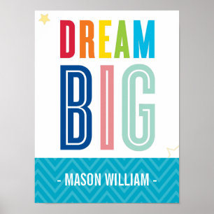 POSTER TYPOGRAPHIE COULEURS VIVES RÊVE GRAND PETIT BOUT