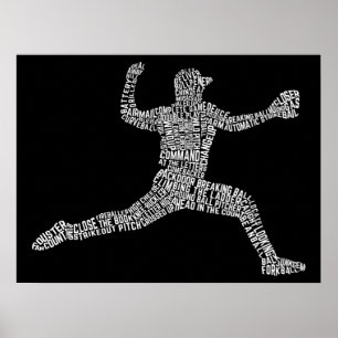 Poster Typographie de baseball Mot Art