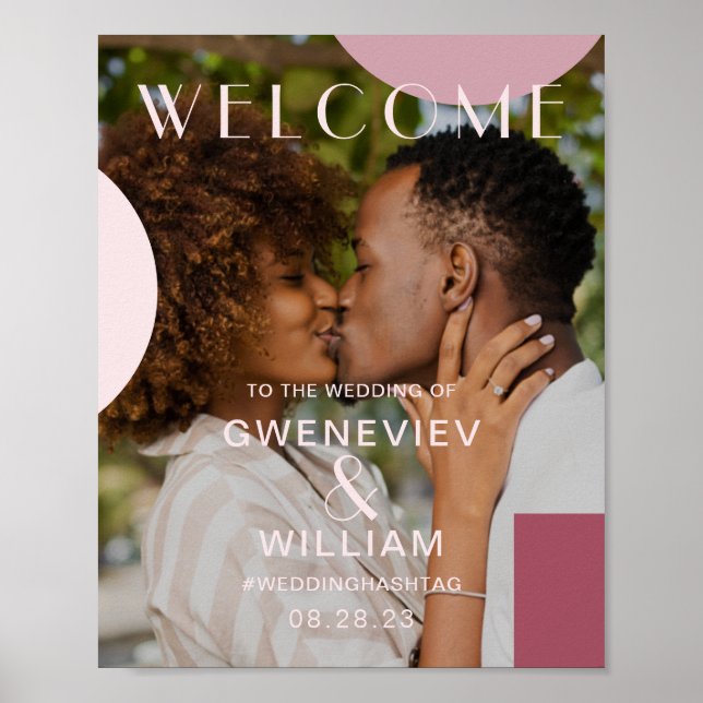 Poster Typographie de bienvenue de mariage photo géométri (Devant)