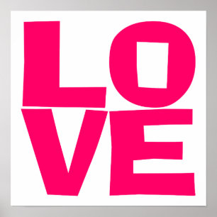 Poster Typographie de bloc rose vif Amour