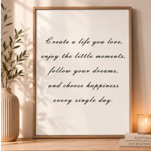 Poster Typographie de citation inspirante minimale d'art