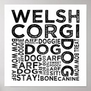 Poster Typographie de corgi de Gallois