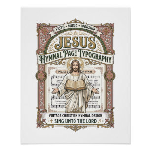 Poster Typographie de la page de l'hymne de Jésus Page de