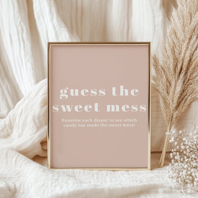 Poster Typographie en grès rose Bébé Guess Sweet Mess (Créateur téléchargé)