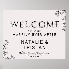 Poster Typographie florale Mariage de bienvenue