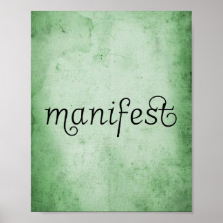 Poster Typographie manifeste de l'aquarelle verte désaffe