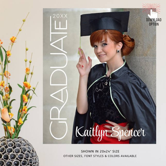 Poster Typographie moderne des diplômés Nom photo (Créateur téléchargé)