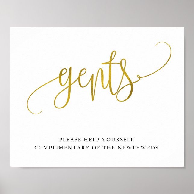 Poster Typographie or gents panneau de salle de bain (Devant)