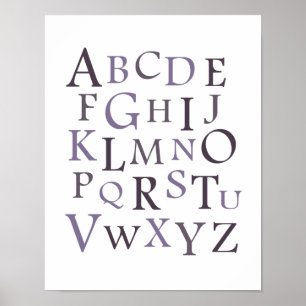 Poster Typographie pourpre ABC Nursery Imprimer