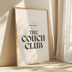 Poster Typographie rétro beige gras "Couch Club"