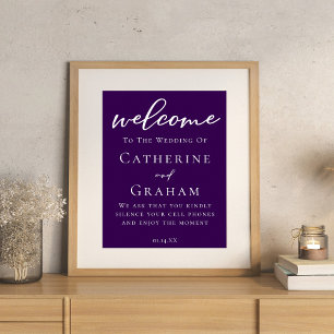 Poster Typographie royale violet blanc Mariage personnali