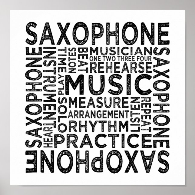 Poster Typographie saxophone (Devant)