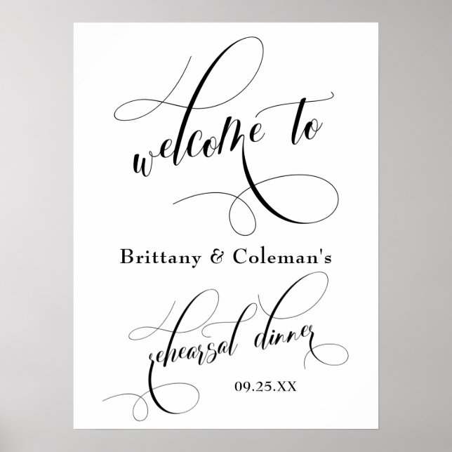 Poster Typographie Simple Bienvenue au dîner de répétitio (Devant)