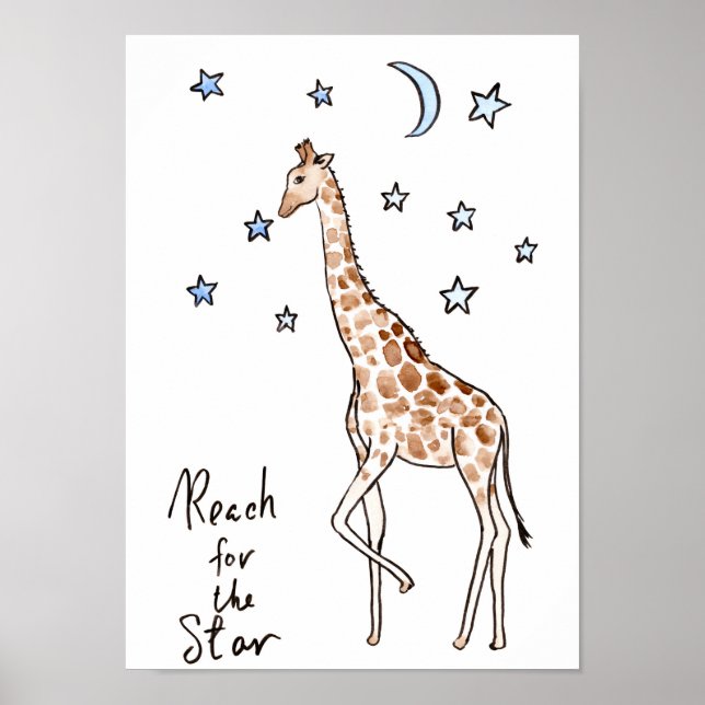 Poster Typographie "tendre vers l'étoile" Giraffe Imprime (Devant)