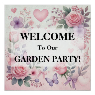 Poster Typographie texte coeur floral romantique aquarell