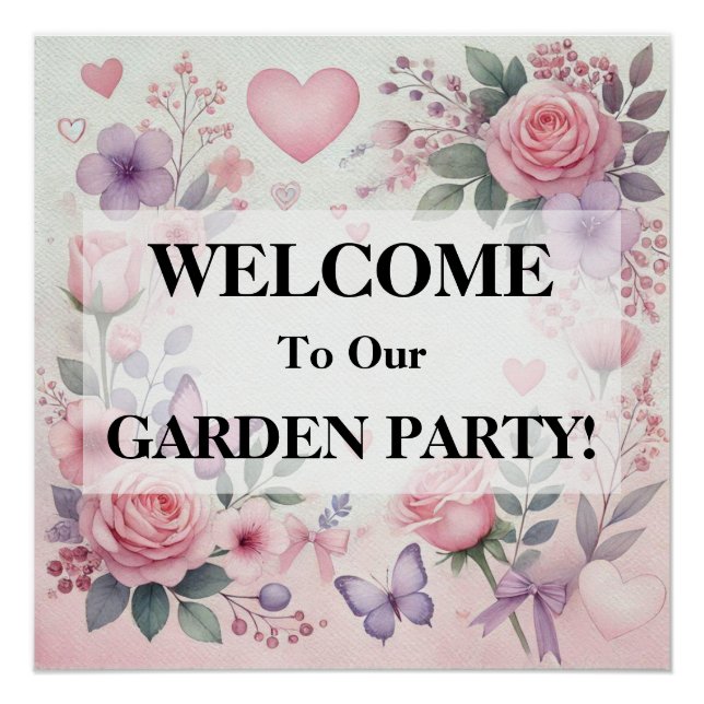 Poster Typographie texte coeur floral romantique aquarell (Devant)