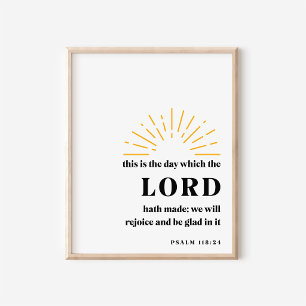 Poster Typographie Verset Biblique Chrétien Psaume 118:24