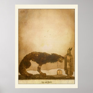 Poster Tyr et Fenrir par John Bauer