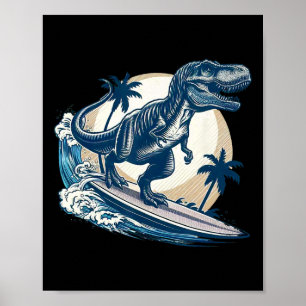 Poster Tyrannosaurus Rex de surf planchiste Dinosaure de