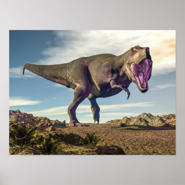 Poster Tyrannosaurus rex raçage (Devant)