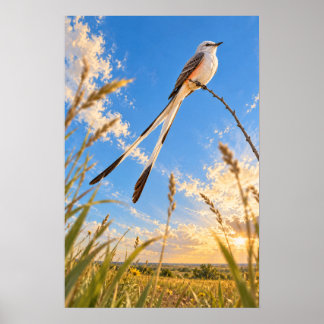 Poster Tyrannus forficatus sur la vallée du Rio Grande P