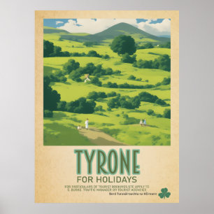 Poster Tyrone Irlande, Retro Irish Travel Advert