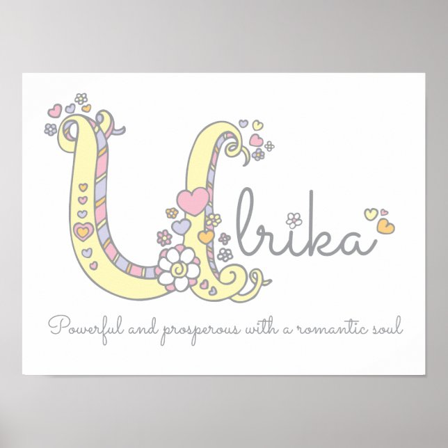 Poster U monogram art Ulrika filles nom signifiant affich (Devant)