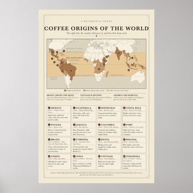 Poster über die Ursprünge des Kaffees (Vorne)