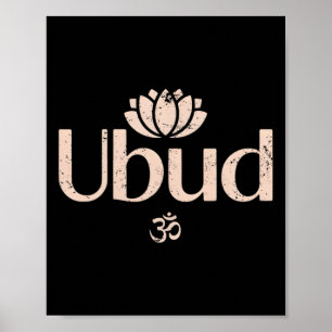 Poster Ubud Li Om Lotus Spirituel Voyage Méditation Yoga
