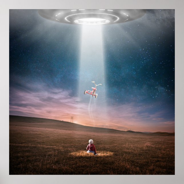 Poster Ufo Aliens Paysage Soirée d'enlèvement Coque spati (Devant)