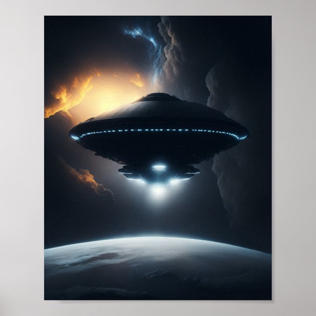 Poster UFO SCI FI Wall Art Poster Alien (Devant)