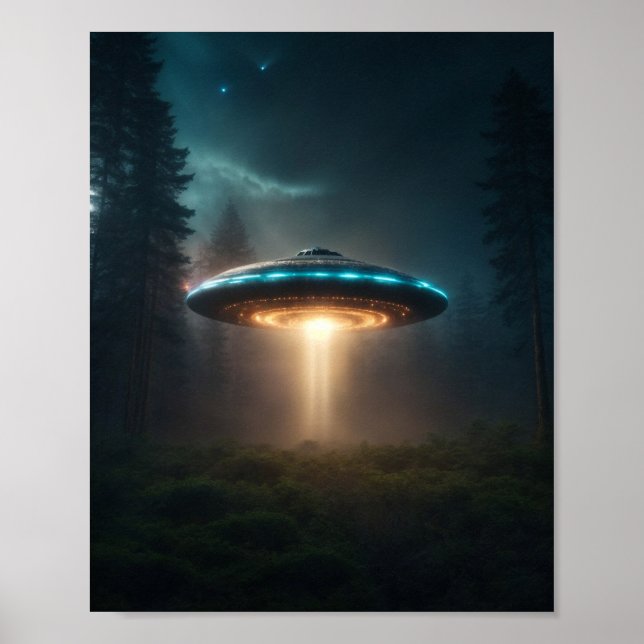 Poster UFO SCI FI Wall Art Poster Alien (Devant)