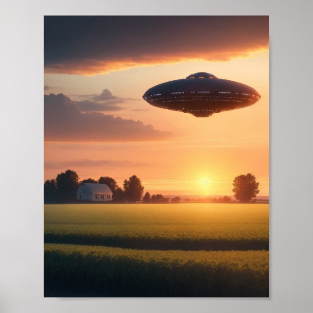 Poster UFO SCI FI Wall Art Poster Alien (Devant)