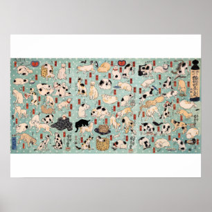 Poster Ukiyo-e Cats by Utagawa Kuniyoshi (1798-1861)