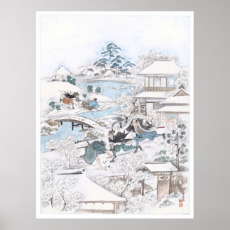 Poster Ukiyo-e japonais des 47 Ronin Fighting Samurai