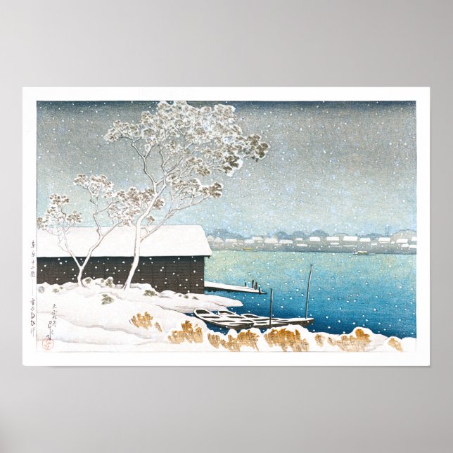 Poster ukiyoe - hasui - C11 - Shirahige en neige - (Devant)