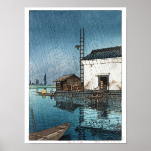 Poster ukiyoe - hasui - m02 - Ushibori sous la pluie -