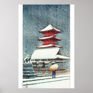 Poster ukiyoe - hasui - m10 - Sanctuaire Toshogu, Ueno -
