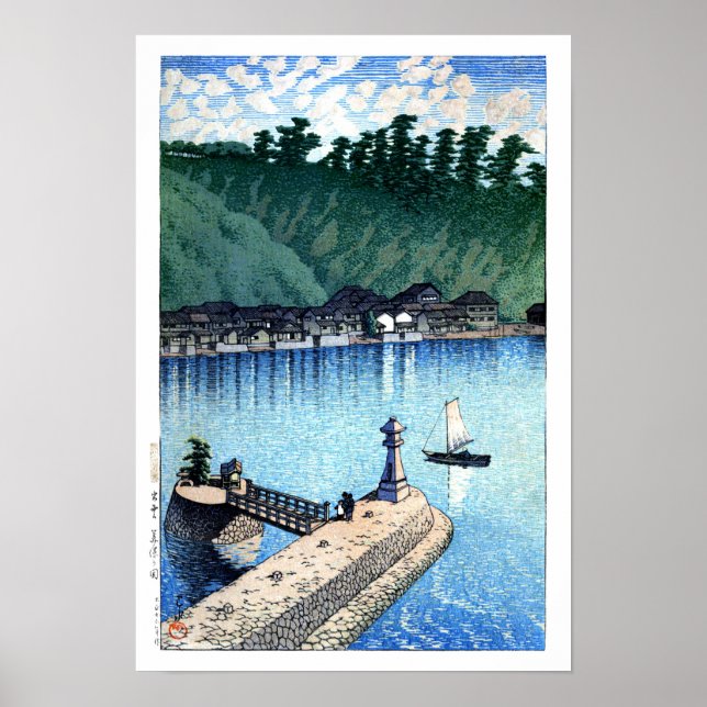Poster ukiyoe hasui n12 Mihogaseki, Izumo (Devant)