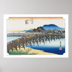 Poster ukiyoe - Hiroshige - No.38 Okazaki -