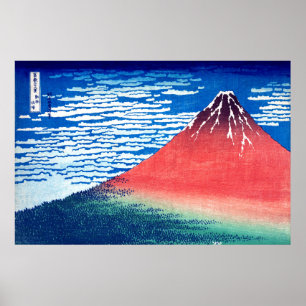 Poster ukiyoe - Hokusai : No.33 Red Fuji -
