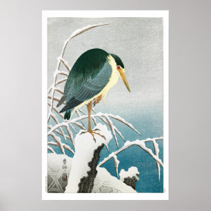 Poster Ukiyoe [Koson] Bihoreau à tête noire …(S)