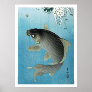 Poster Ukiyoe [Koson] Carp Leaping (S)