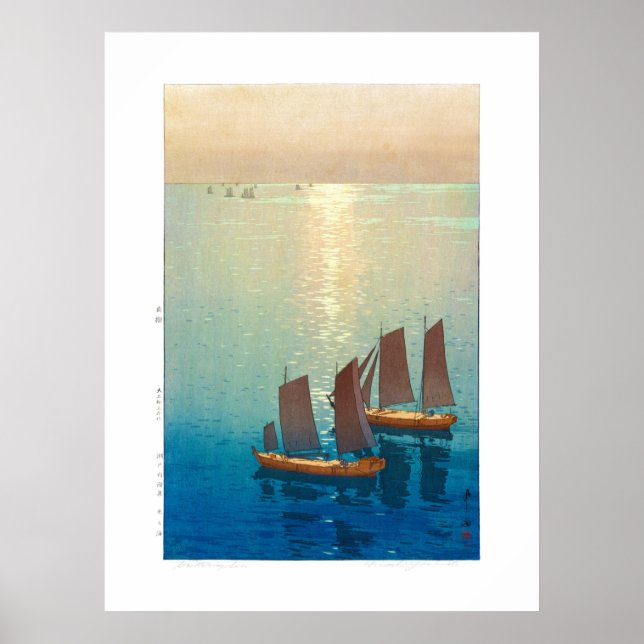 Poster ukiyoe - Yoshida - 01 - Mer scintillante (Devant)