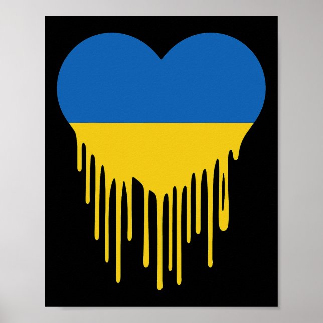 Poster Ukraine Cœur Saignant Soutien Et Soutenez L'Ukra (Devant)
