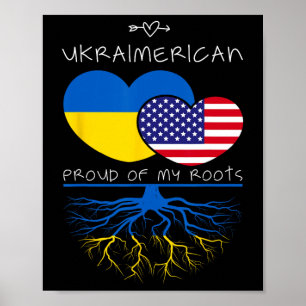 Poster Ukraine États-Unis Fier des deux pays Ukraimerican