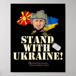 Poster Ukraine Macédoine du Nord Zelensky Soutenez l'Ukra
