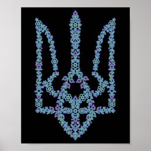 Poster Ukraine Tryzub Fleur Ukrainienne Mode Triden