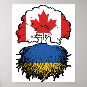 Poster Ukraine Ukrainienne Canada drapeau des racines de
